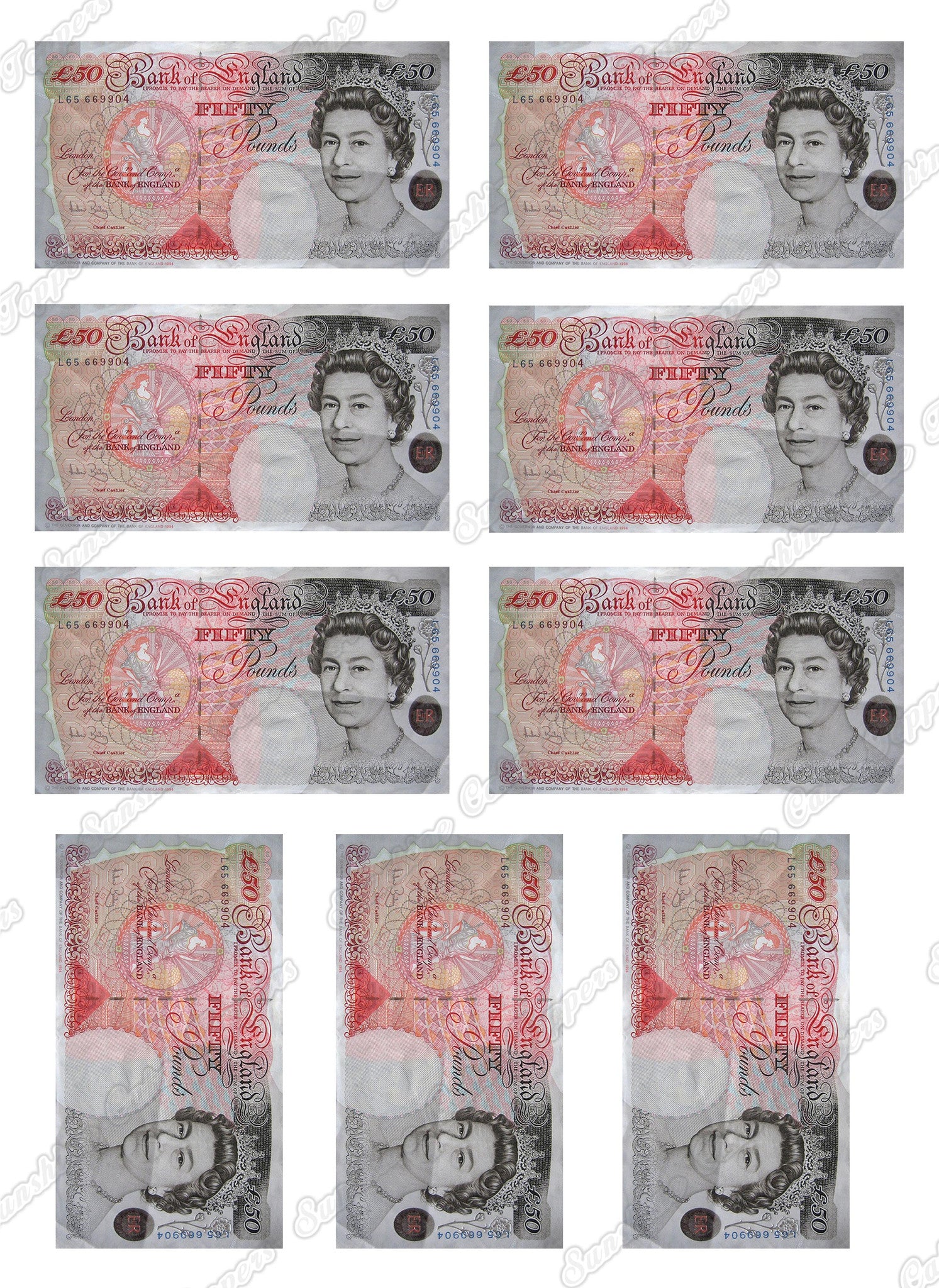 £50 Note Cake Toppers