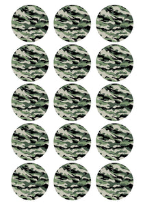 Camouflage 2" Cupcake toppers x 15