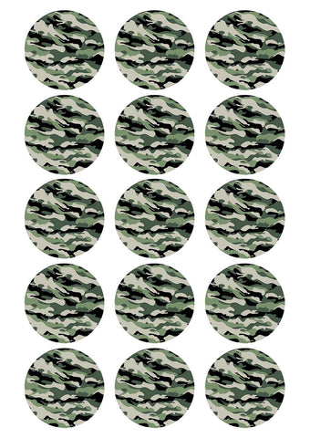 Camouflage 2" Cupcake toppers x 15