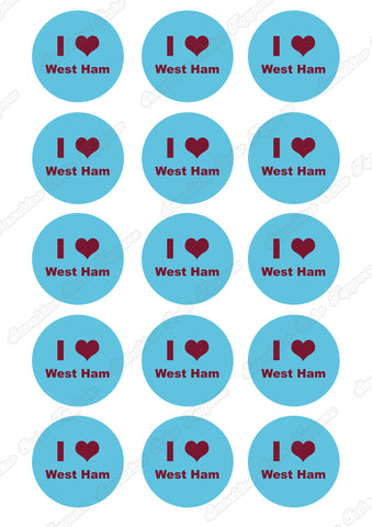 I Love West Ham Cupcake Toppers