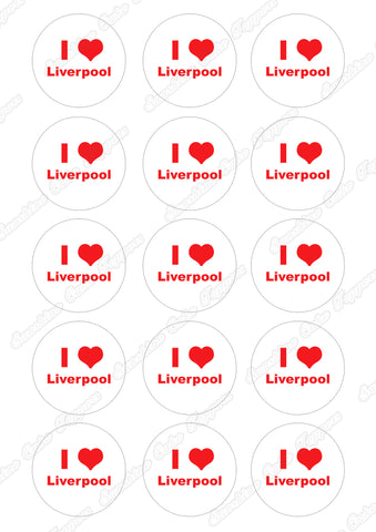 I Love Liverpool Cupcake Toppers