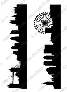 London Skyline Silhouette x 2 Icing Toppers