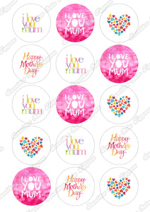Mothers Day 2" Cupcake toppers x 15