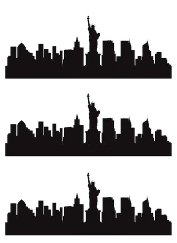 New York Skyline Silhouette x 3 Icing Toppers