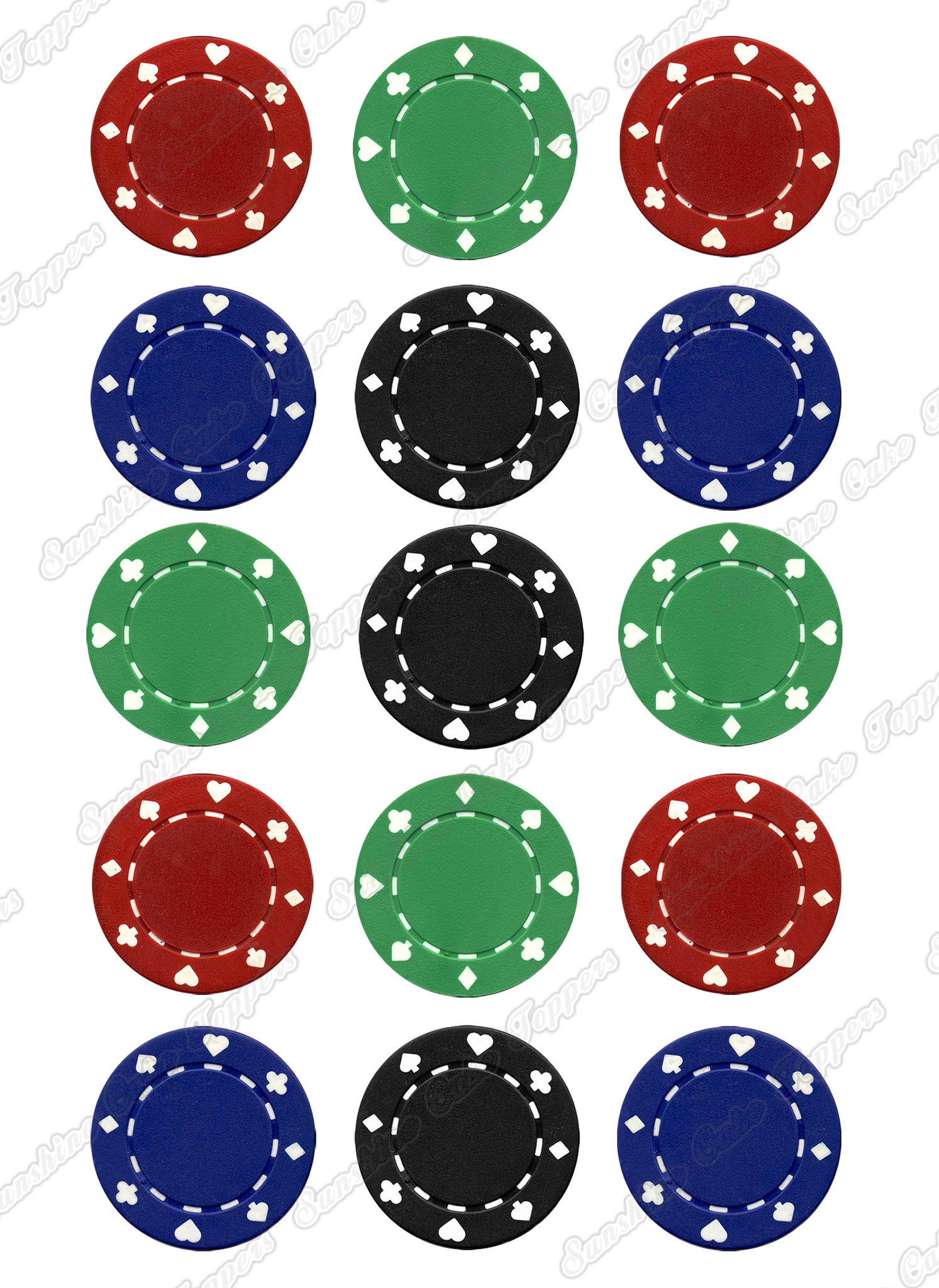 Poker Chip 2" Diameter Cake Toppers